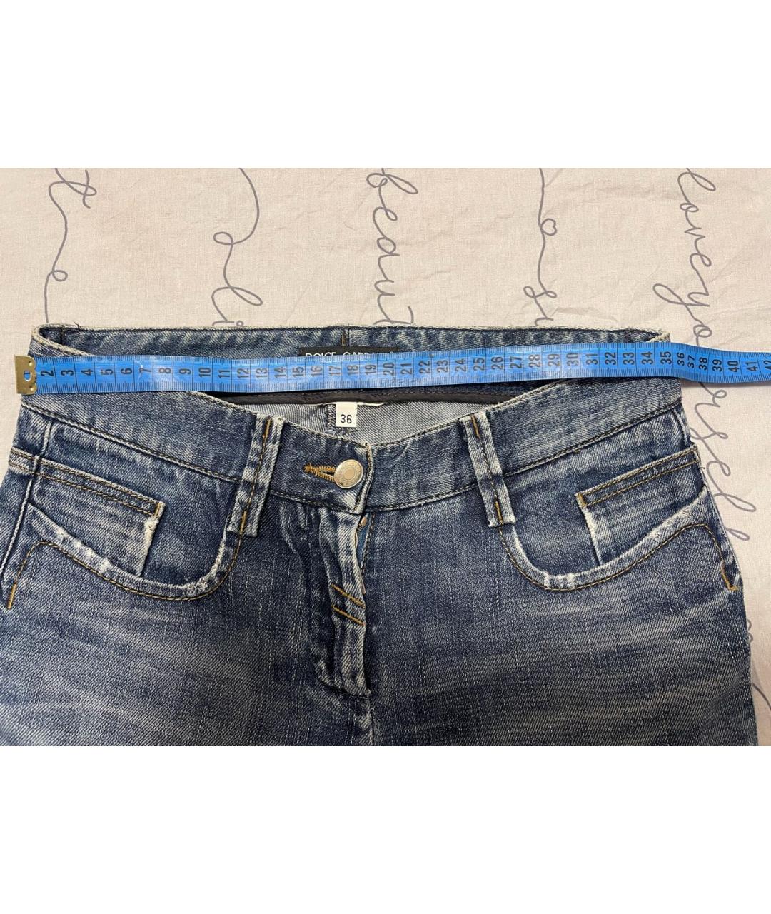 DOLCE&GABBANA Синие хлопковые прямые джинсы, фото 3