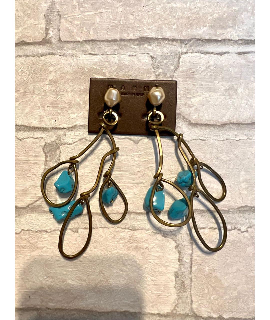 MARNI Бирюзовые металлические клипсы, фото 6