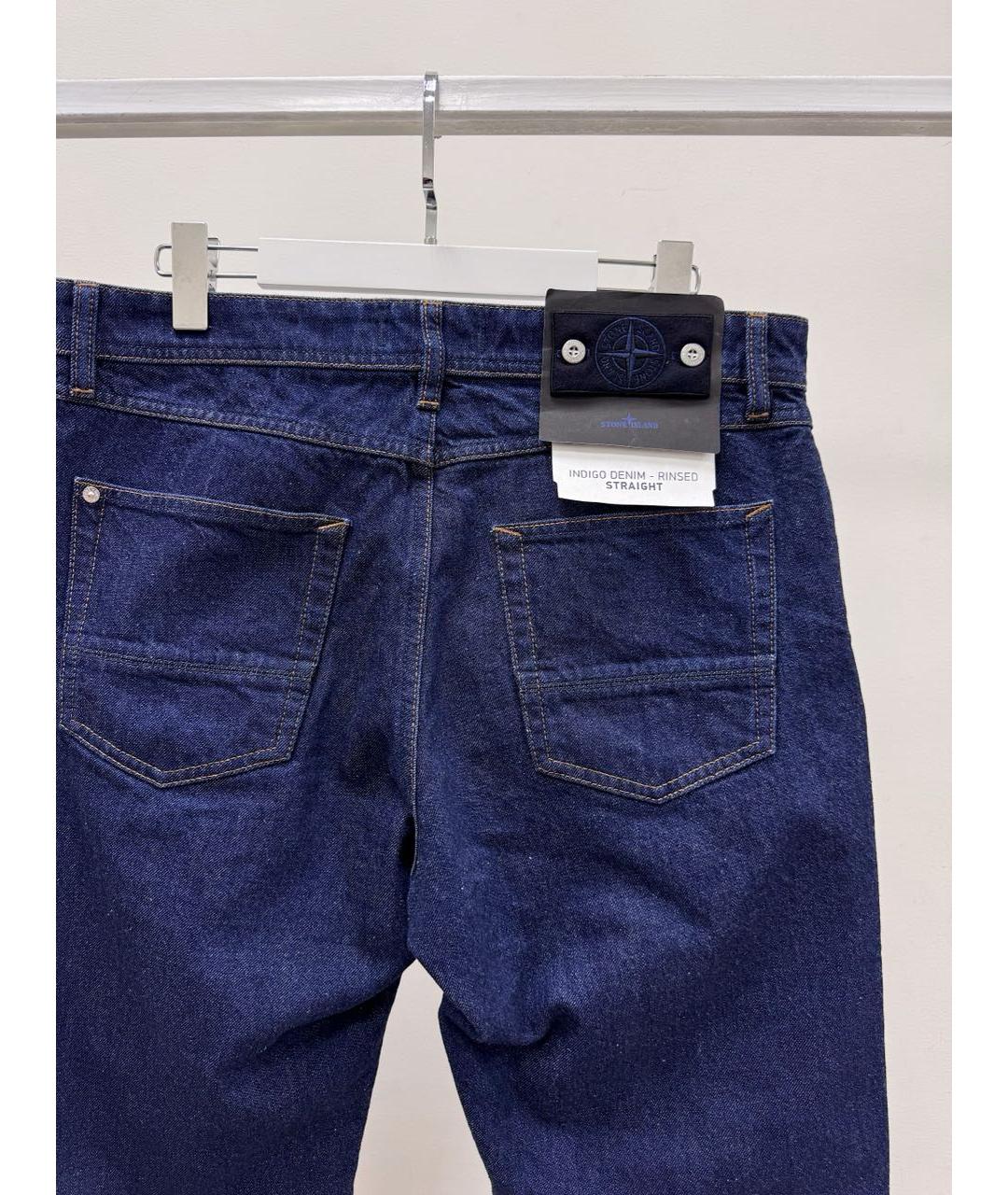 STONE ISLAND Темно-синие хлопковые прямые джинсы, фото 6