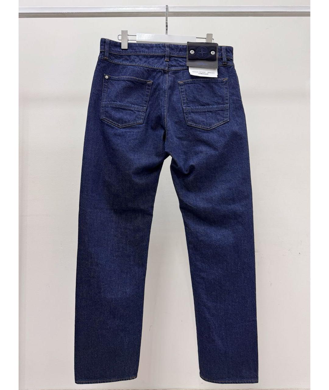 STONE ISLAND Темно-синие хлопковые прямые джинсы, фото 5