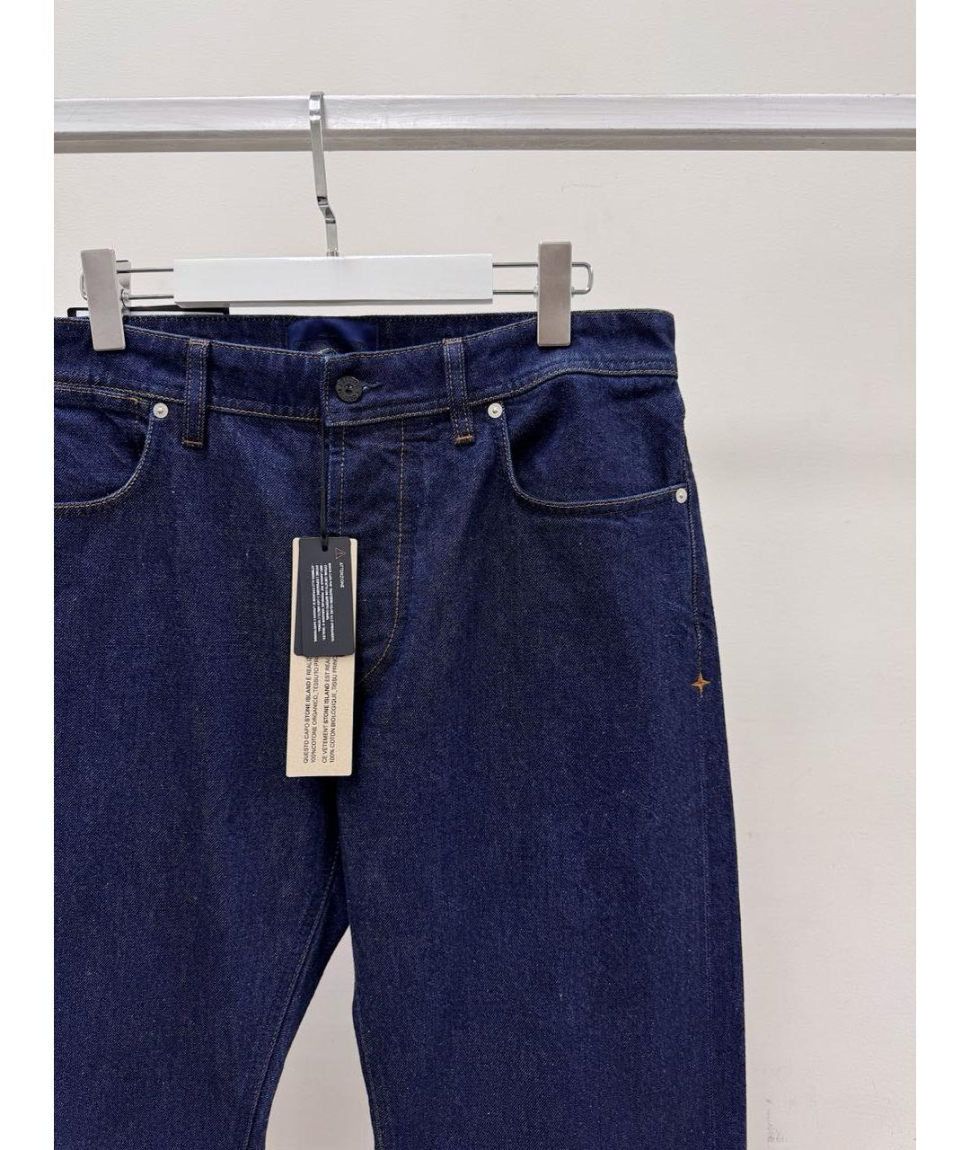 STONE ISLAND Темно-синие хлопковые прямые джинсы, фото 4