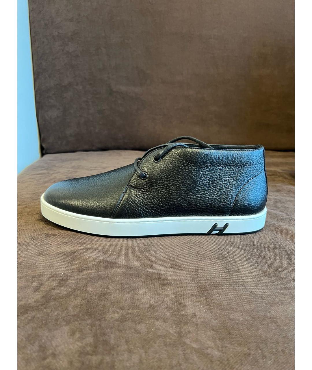 HERMES Черные кожаные низкие ботинки, фото 7