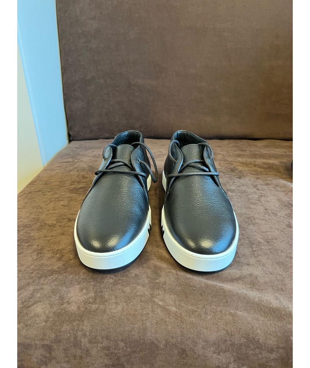 HERMES Черные кожаные низкие ботинки, фото 2