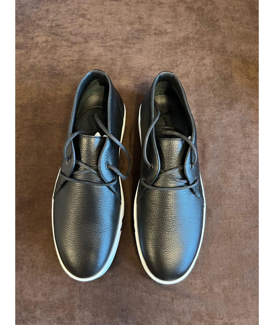 HERMES Черные кожаные низкие ботинки, фото 3