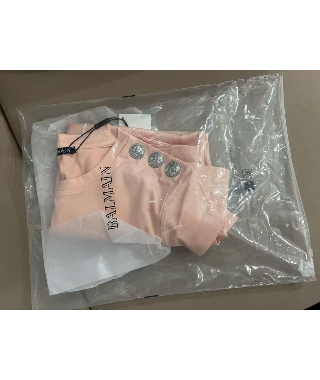 BALMAIN Розовая хлопковая футболка, фото 2
