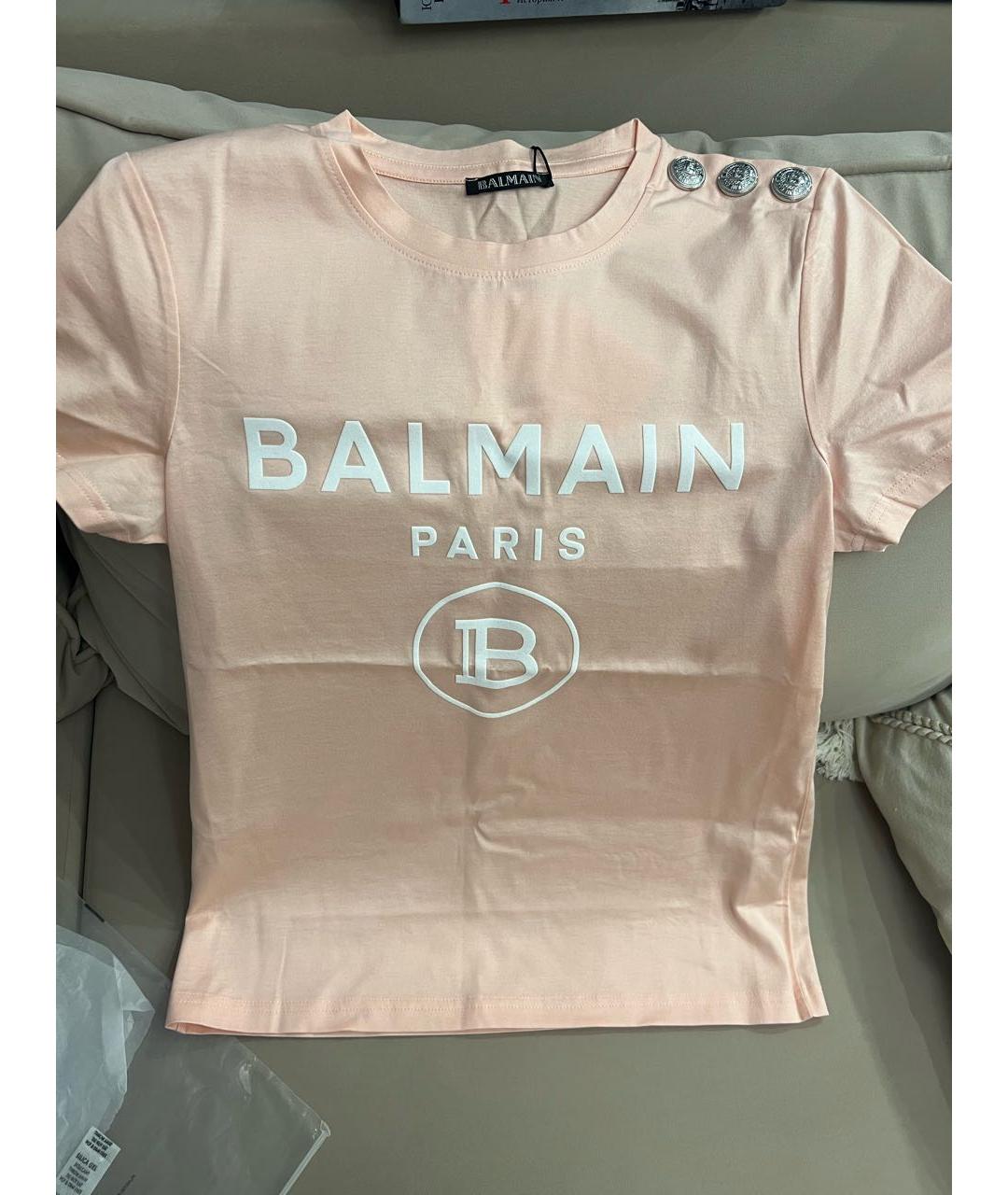 BALMAIN Розовая хлопковая футболка, фото 4