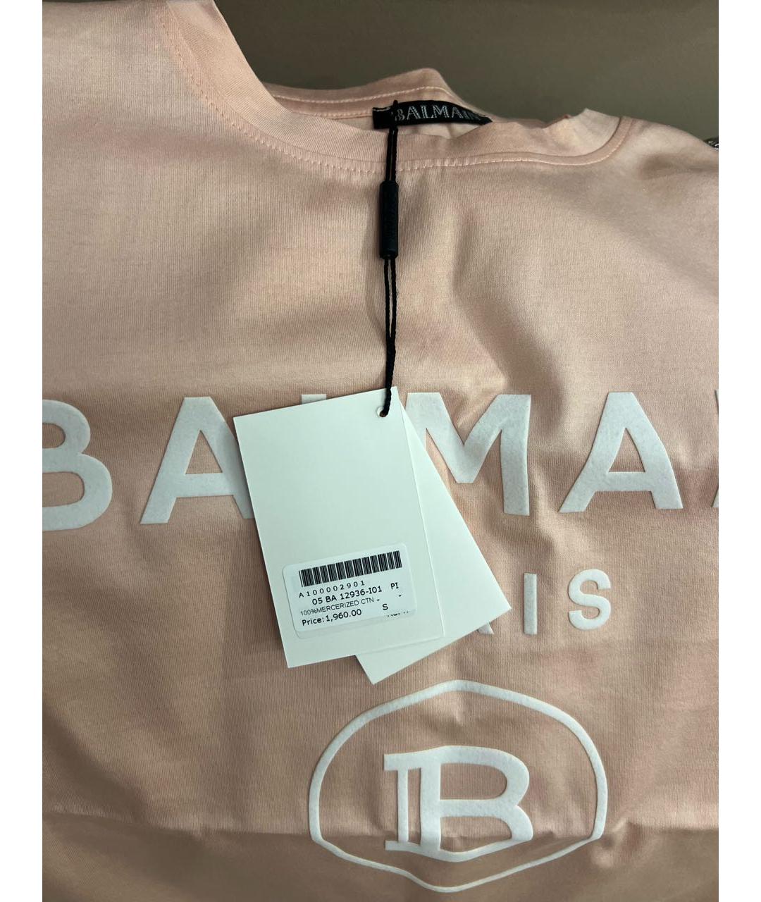 BALMAIN Розовая хлопковая футболка, фото 3
