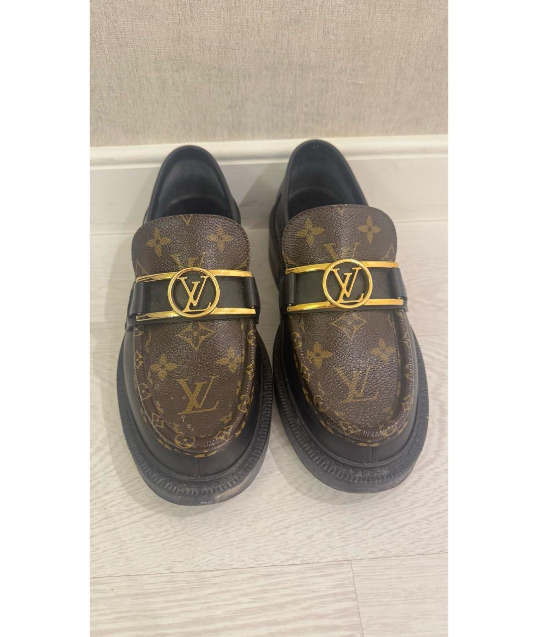 LOUIS VUITTON Коричневые кожаные лоферы, фото 2