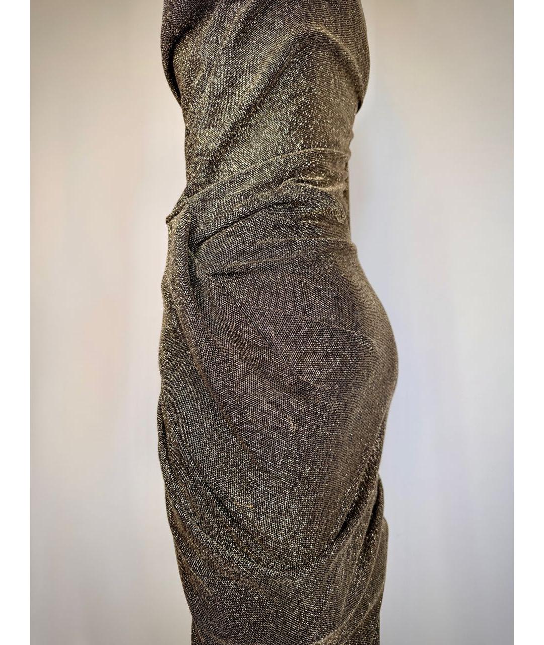 VIVIENNE WESTWOOD Золотое вискозное коктейльное платье, фото 3