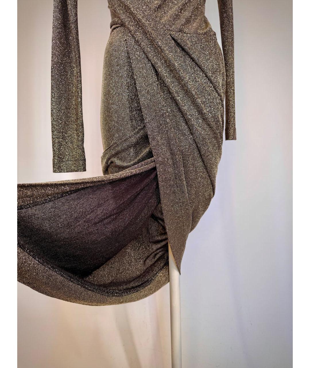 VIVIENNE WESTWOOD Золотое вискозное коктейльное платье, фото 6