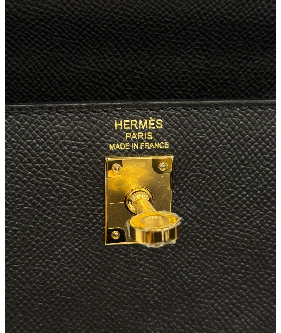 HERMES Черная кожаная сумка через плечо, фото 8