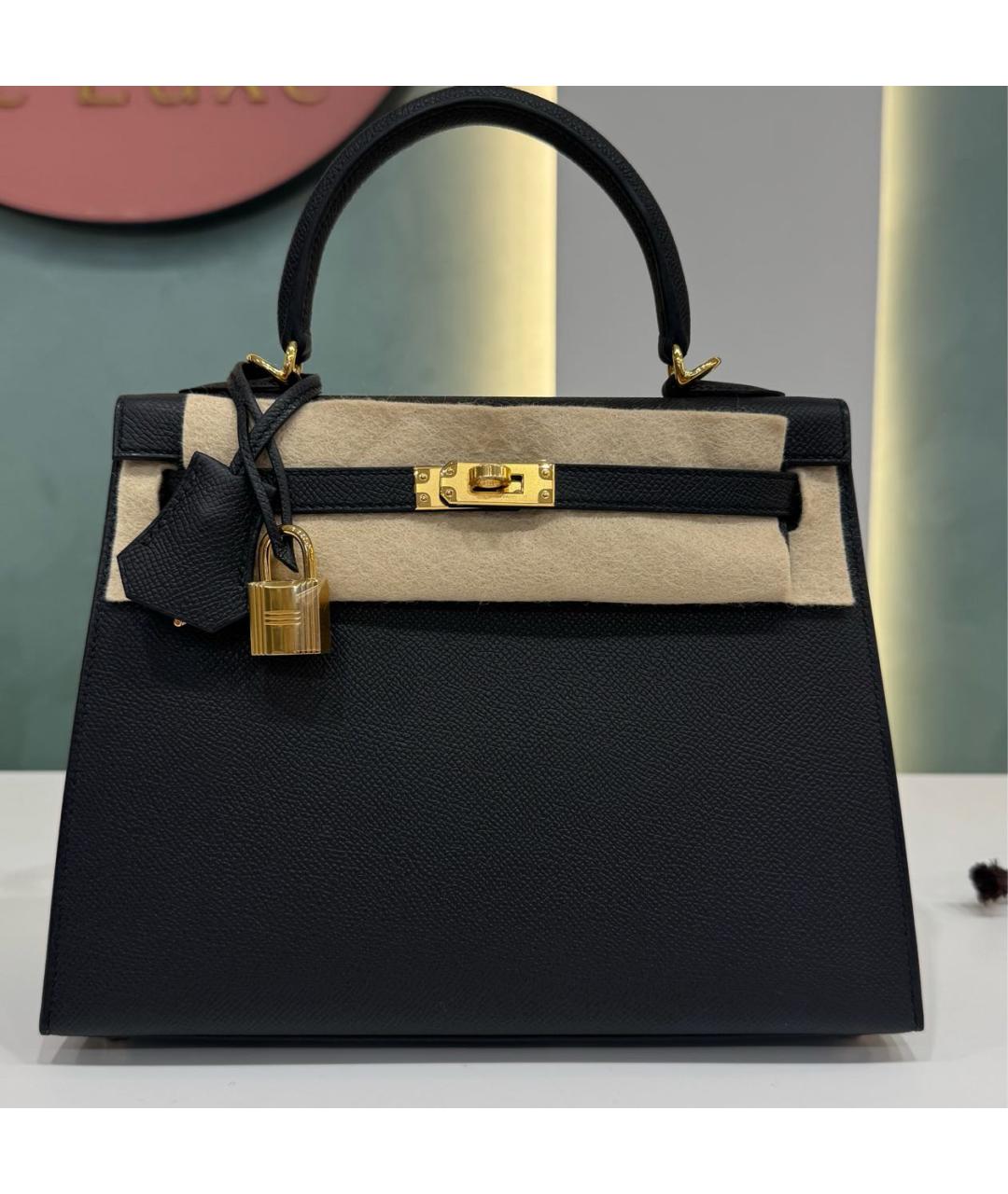 HERMES Черная кожаная сумка через плечо, фото 9