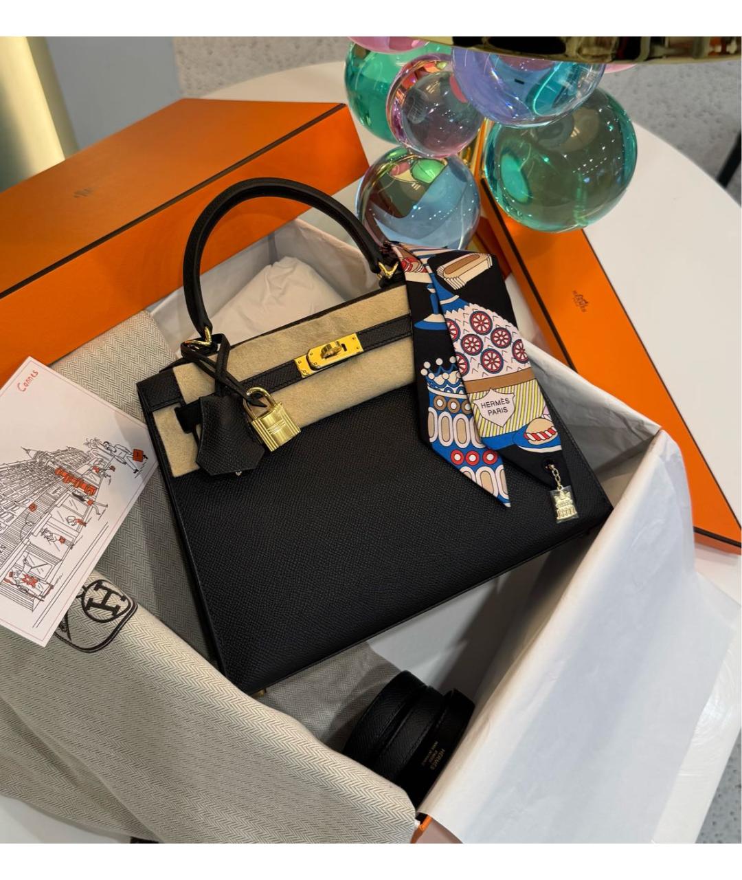 HERMES Черная кожаная сумка через плечо, фото 6