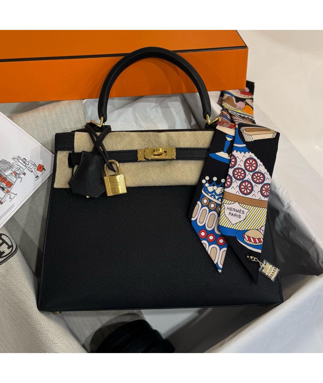 HERMES Черная кожаная сумка через плечо, фото 5