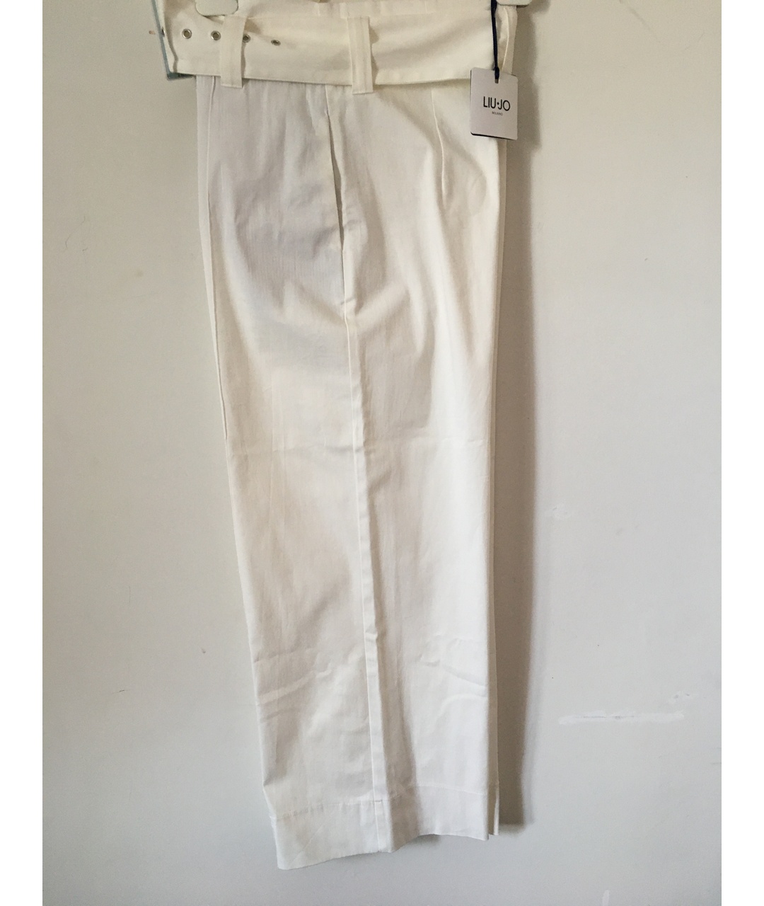 LIU JO Белые хлопковые прямые брюки, фото 2