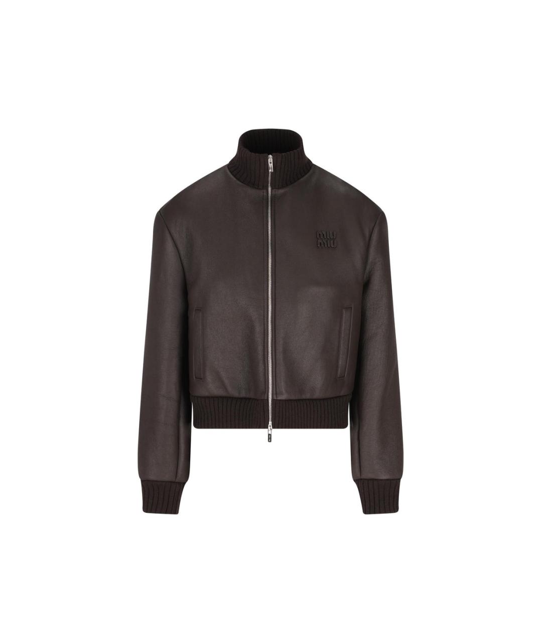 MIU MIU Коричневая кожаная куртка, фото 1