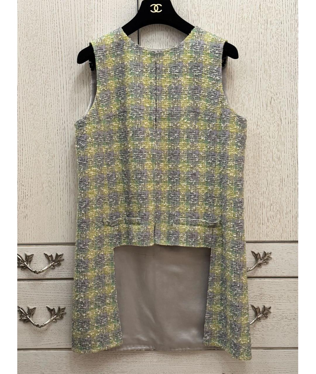 CHANEL Салатовый твидовый жилет, фото 3