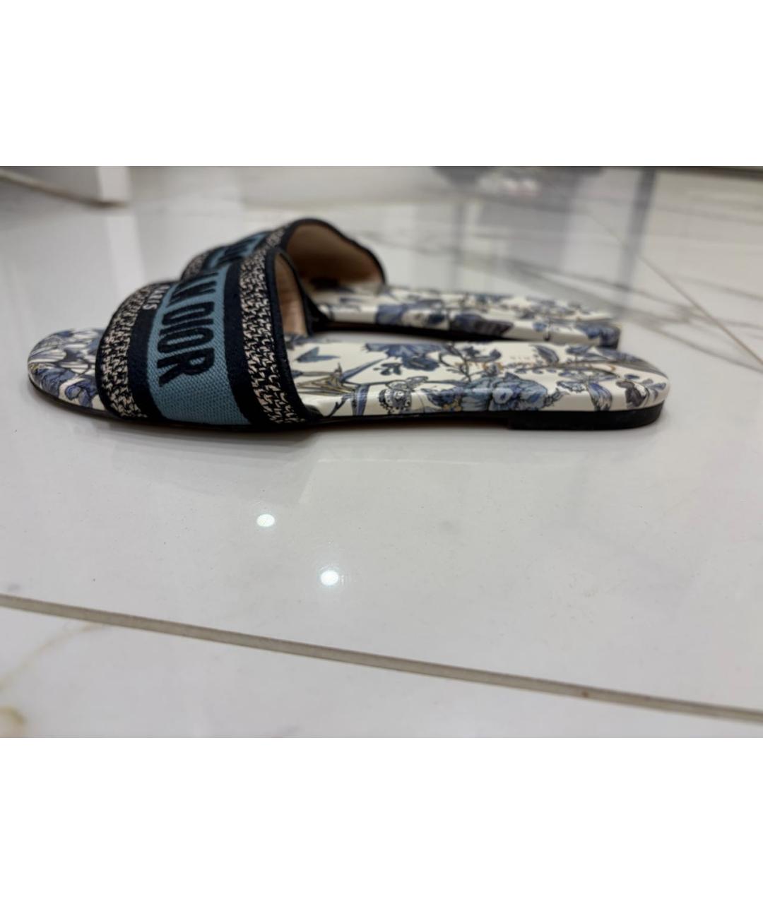 CHRISTIAN DIOR Синие текстильные шлепанцы, фото 2