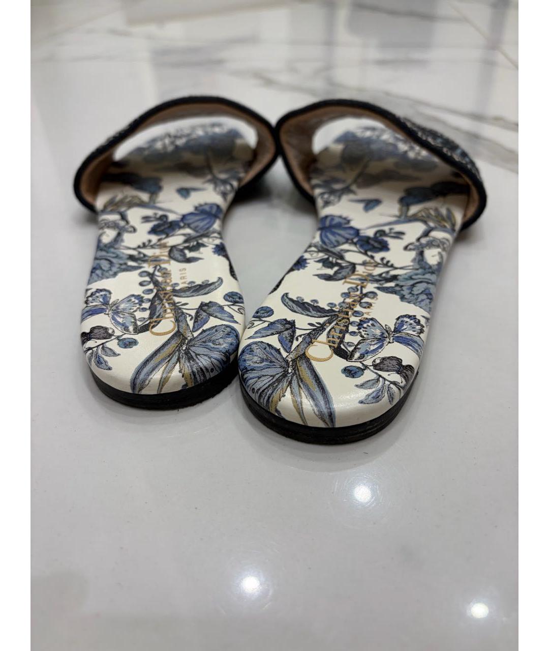 CHRISTIAN DIOR Синие текстильные шлепанцы, фото 3