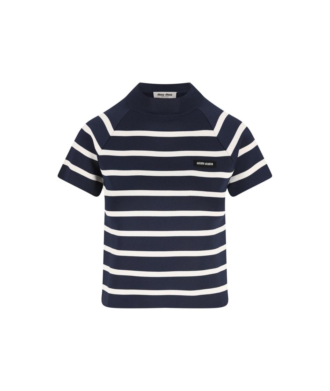 MIU MIU Темно-синяя футболка, фото 1