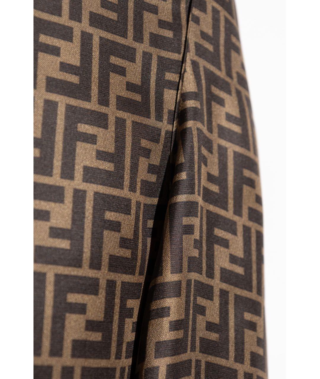 FENDI Коричневая шелковая юбка миди, фото 5