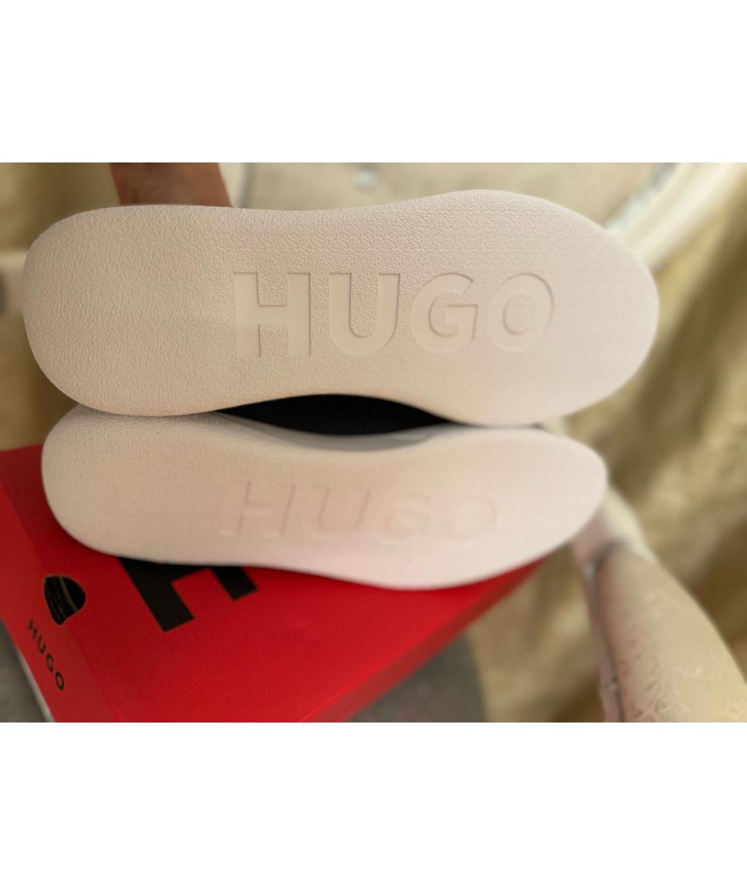 HUGO Темно-синие низкие кроссовки / кеды из искусственной кожи, фото 7