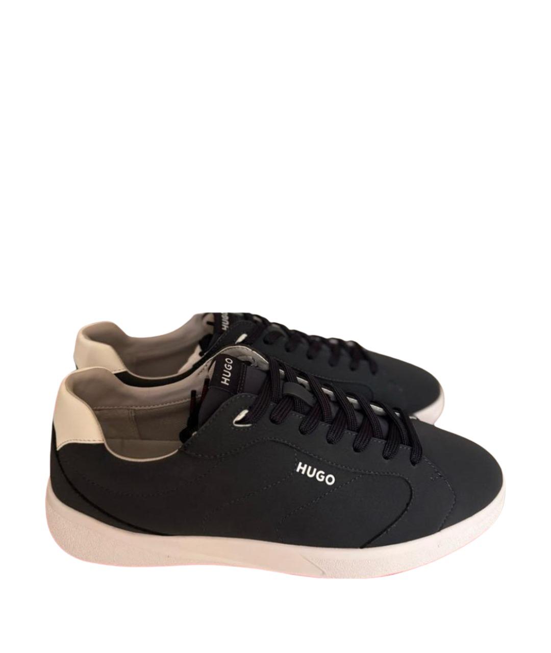 HUGO Темно-синие низкие кроссовки / кеды из искусственной кожи, фото 1