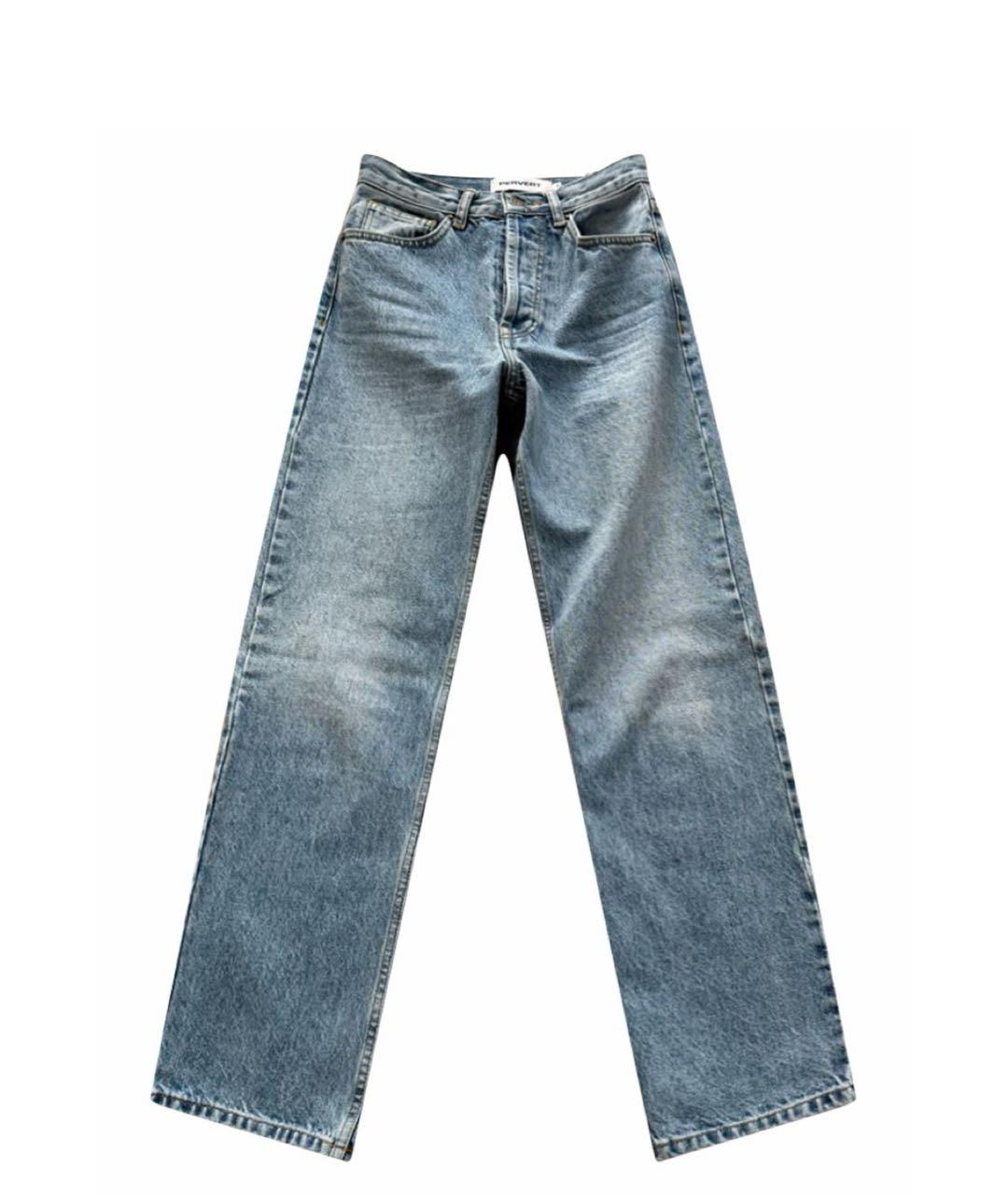 PERVERT Голубые хлопковые прямые джинсы, фото 1