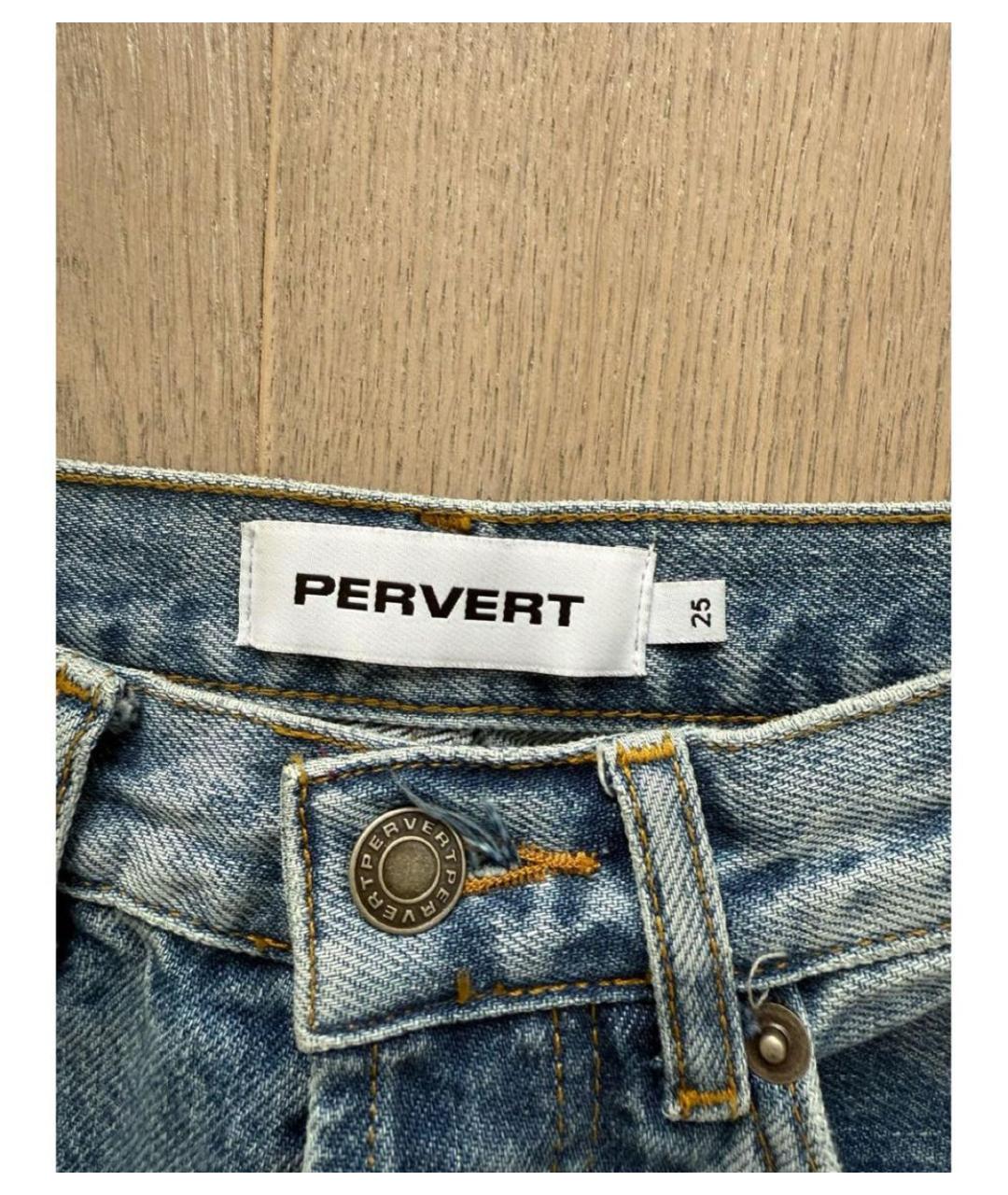 PERVERT Голубые хлопковые прямые джинсы, фото 5