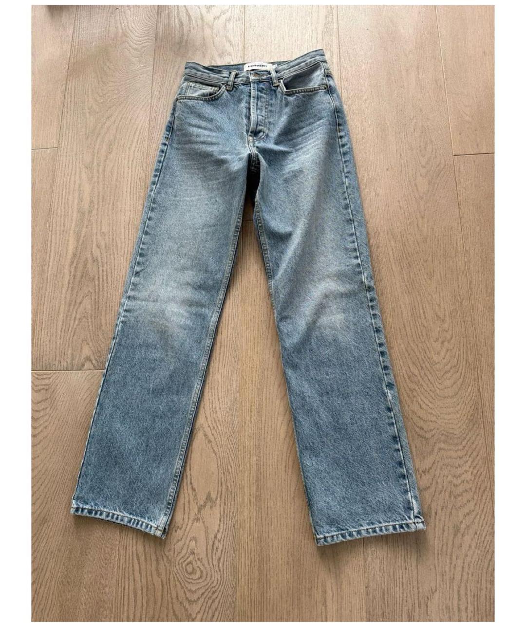 PERVERT Голубые хлопковые прямые джинсы, фото 6