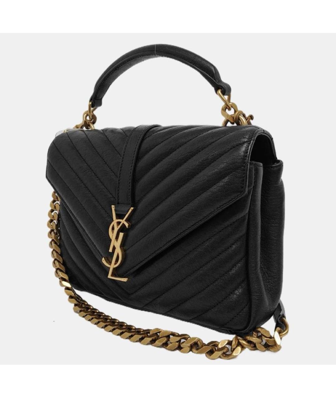 SAINT LAURENT Черная кожаная сумка через плечо, фото 2