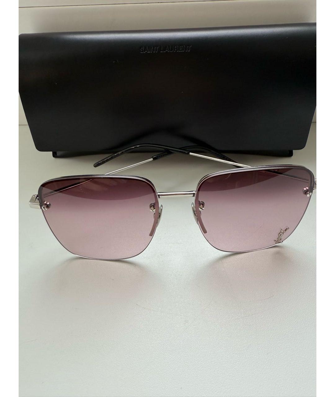 SAINT LAURENT Розовые металлические солнцезащитные очки, фото 2