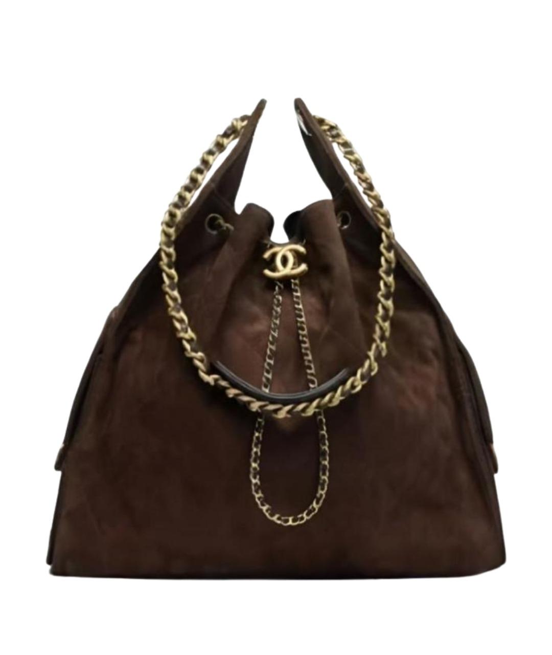 CHANEL Коричневая замшевая сумка тоут, фото 1