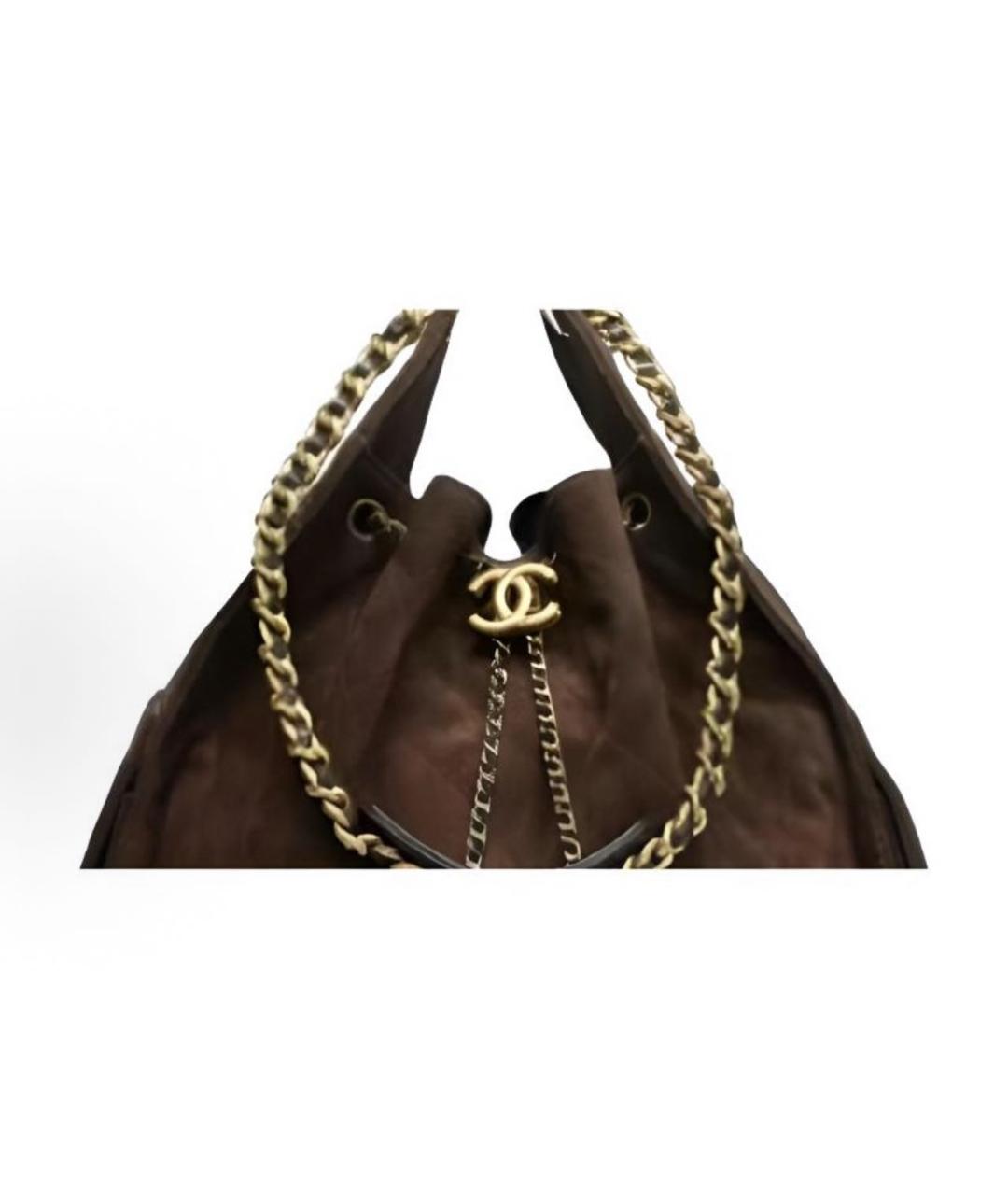 CHANEL Коричневая замшевая сумка тоут, фото 3