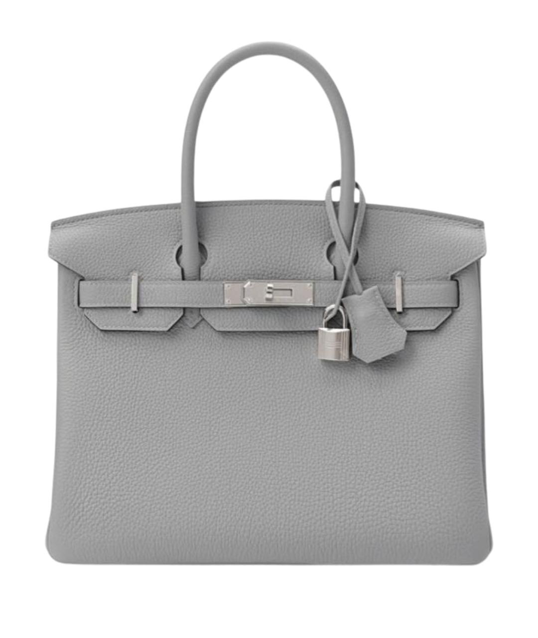 HERMES Серая кожаная сумка с короткими ручками, фото 1