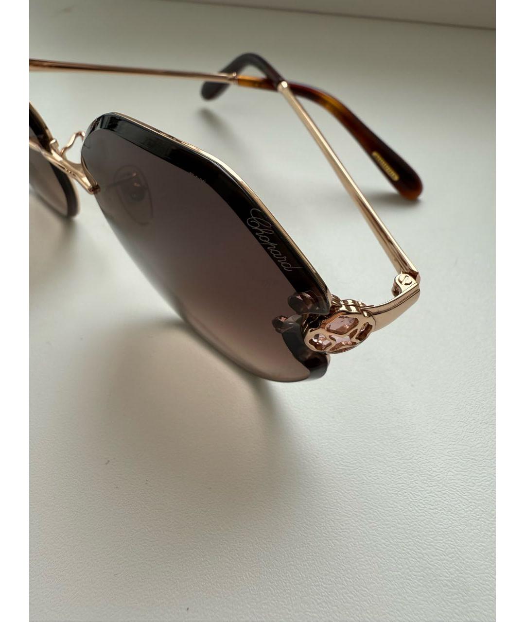 CHOPARD Коричневые металлические солнцезащитные очки, фото 5