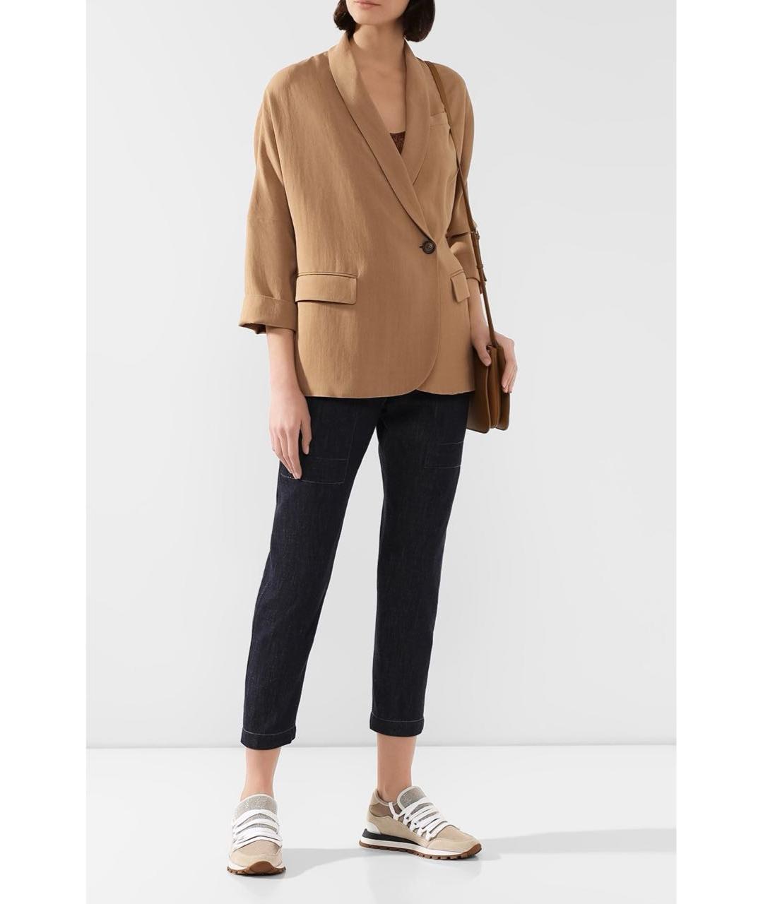 BRUNELLO CUCINELLI Коричневый вискозный жакет/пиджак, фото 5