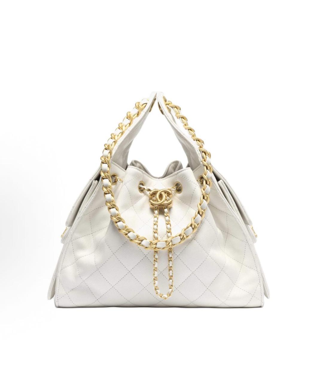 CHANEL Белая кожаная сумка тоут, фото 8