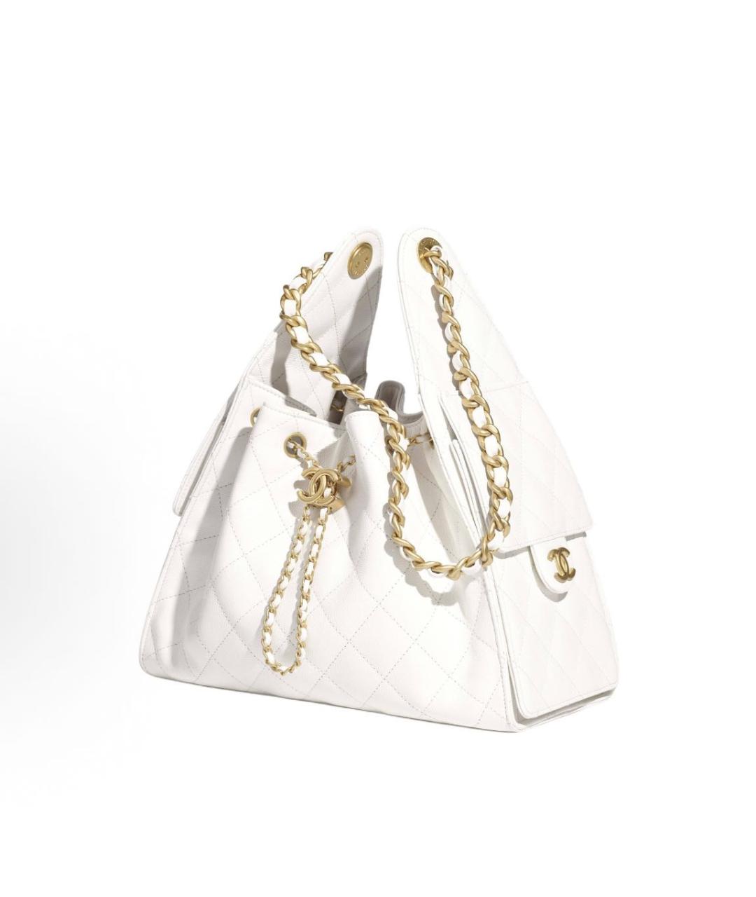 CHANEL Белая кожаная сумка тоут, фото 2