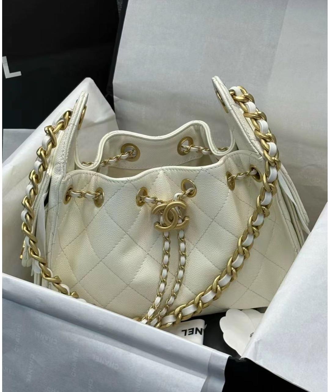 CHANEL Белая кожаная сумка тоут, фото 3