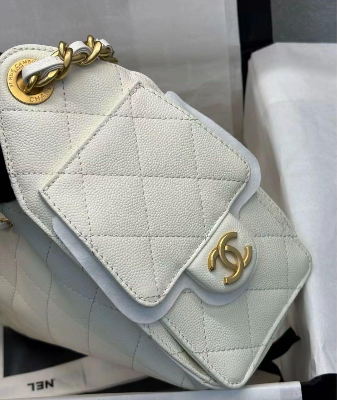 CHANEL Белая кожаная сумка тоут, фото 6