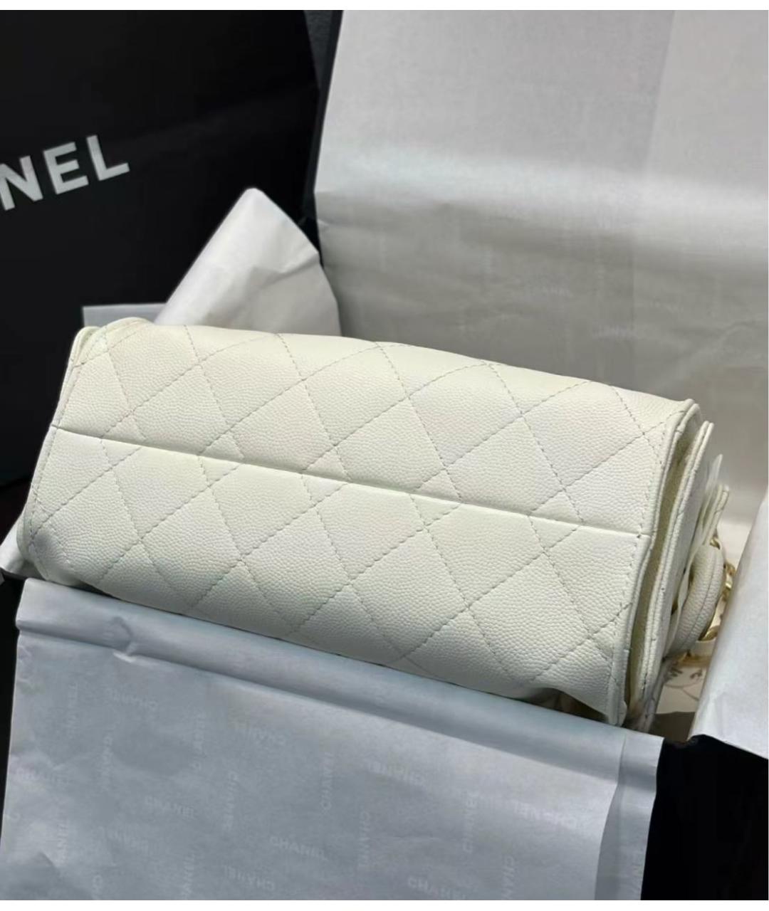 CHANEL Белая кожаная сумка тоут, фото 5