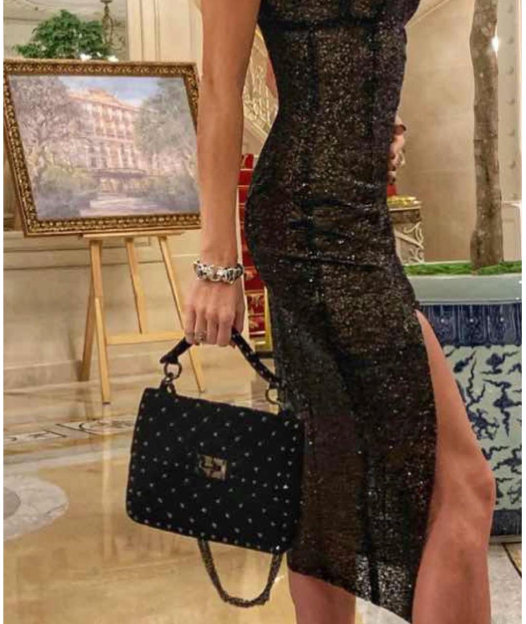 VALENTINO Черная бархатная сумка через плечо, фото 5