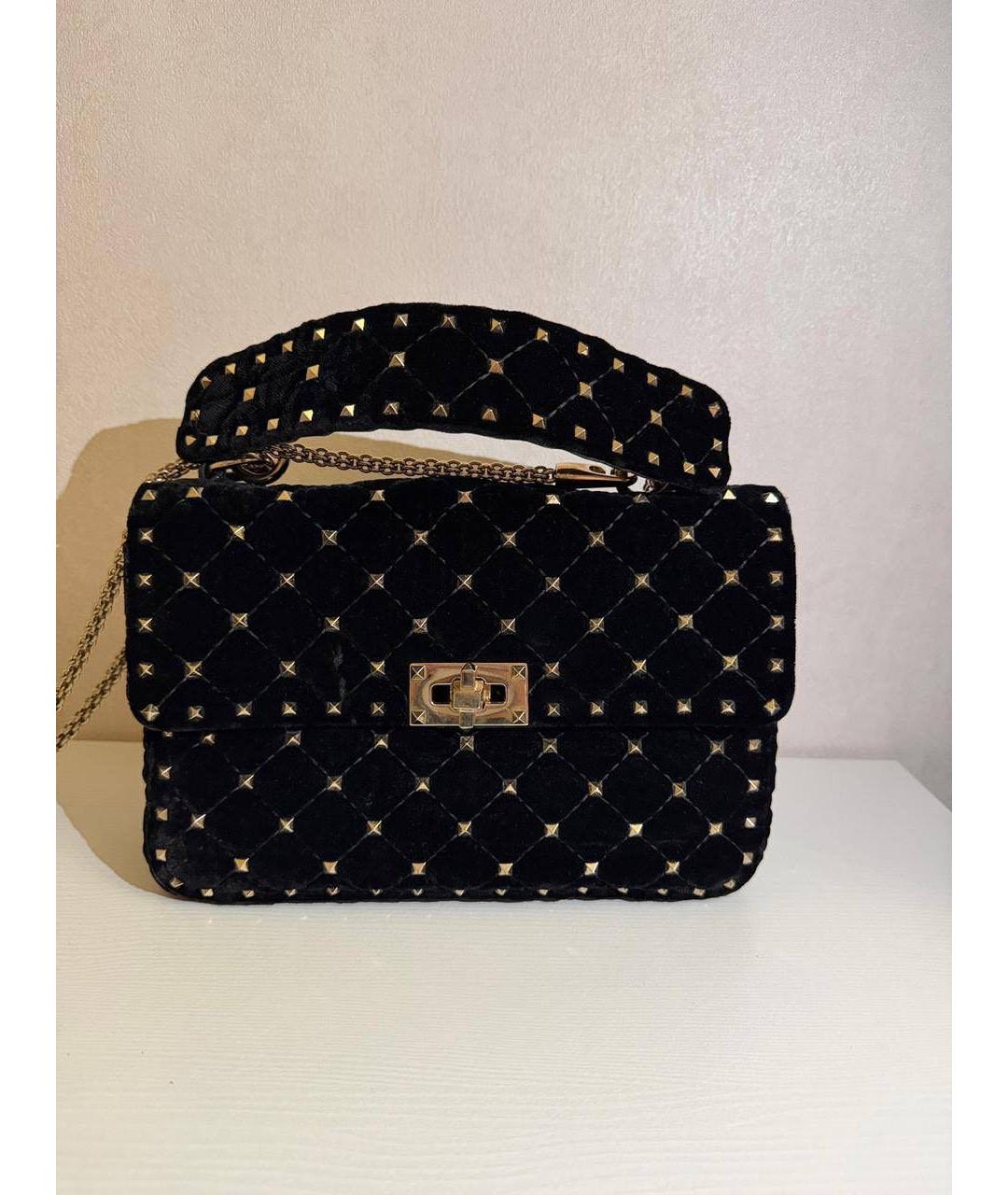 VALENTINO Черная бархатная сумка через плечо, фото 7