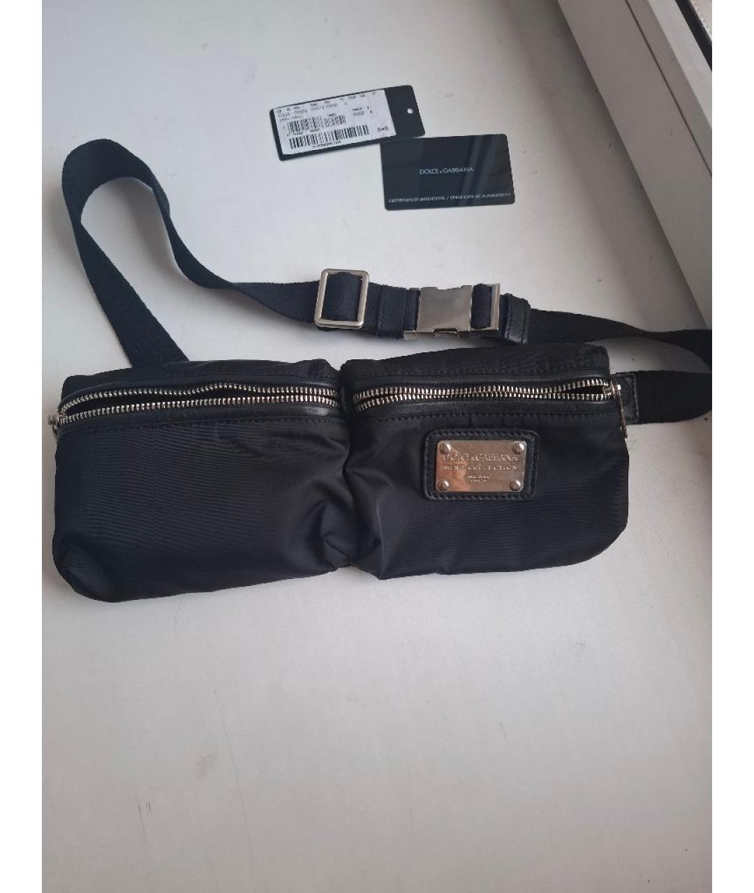 DOLCE&GABBANA Черная кожаная поясная сумка, фото 6