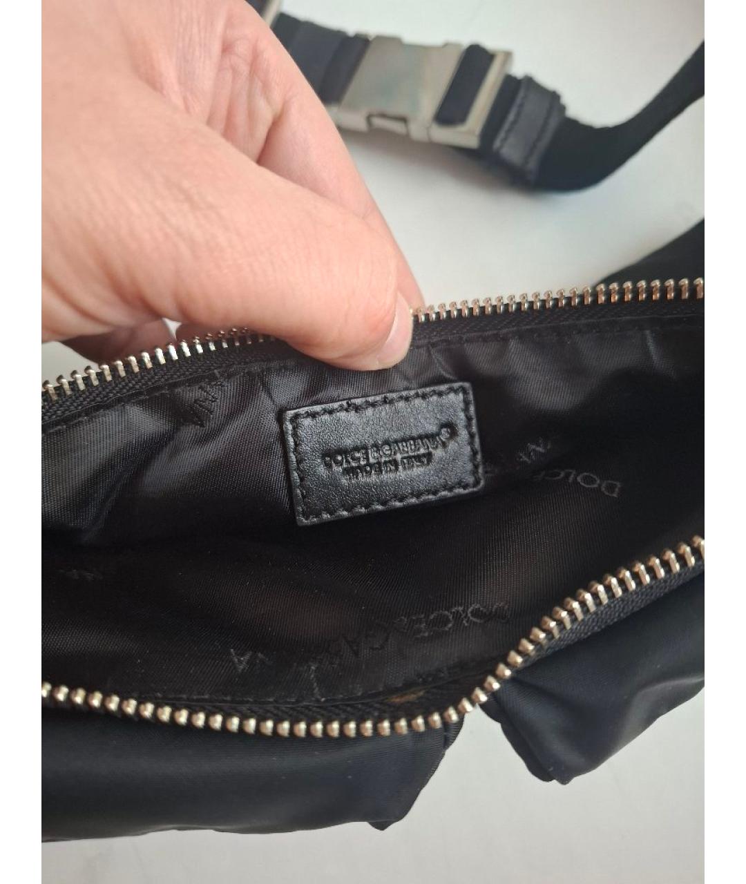 DOLCE&GABBANA Черная кожаная поясная сумка, фото 3
