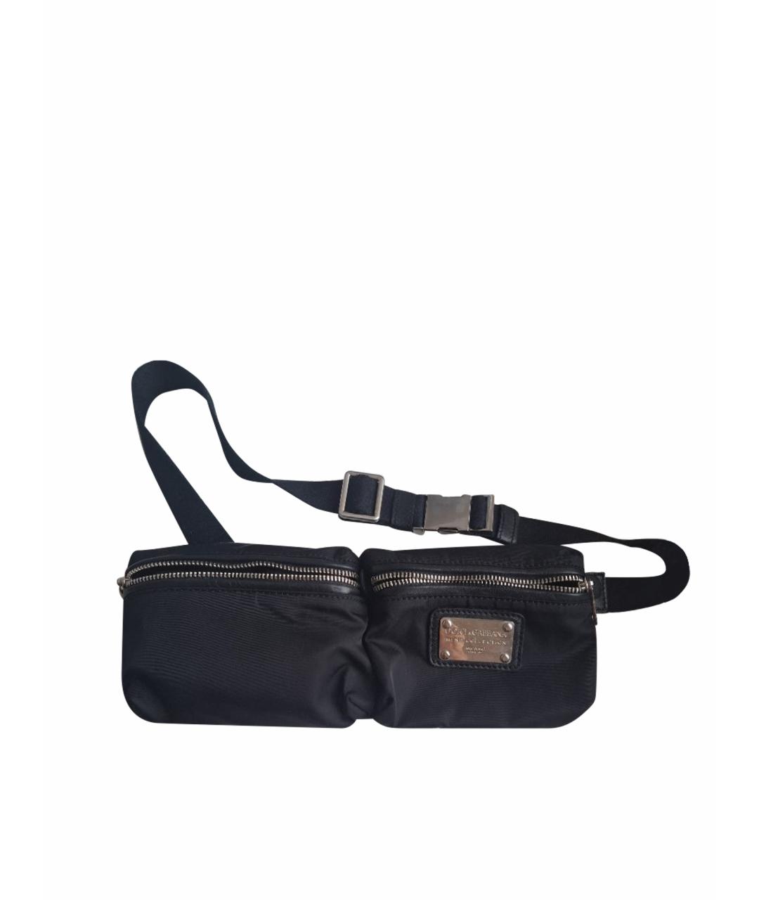 DOLCE&GABBANA Черная кожаная поясная сумка, фото 1