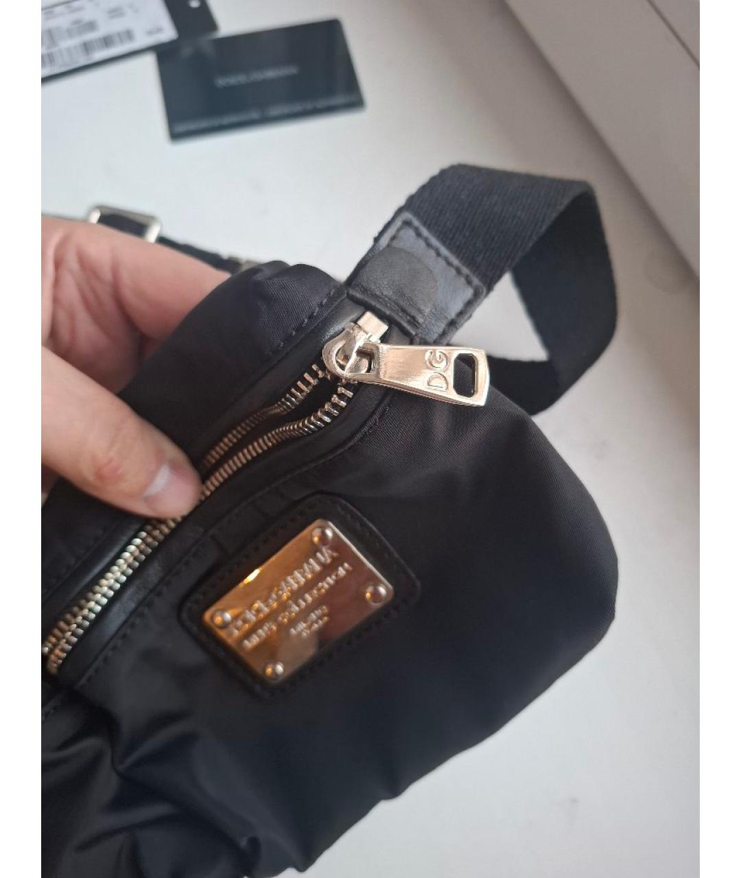DOLCE&GABBANA Черная кожаная поясная сумка, фото 5