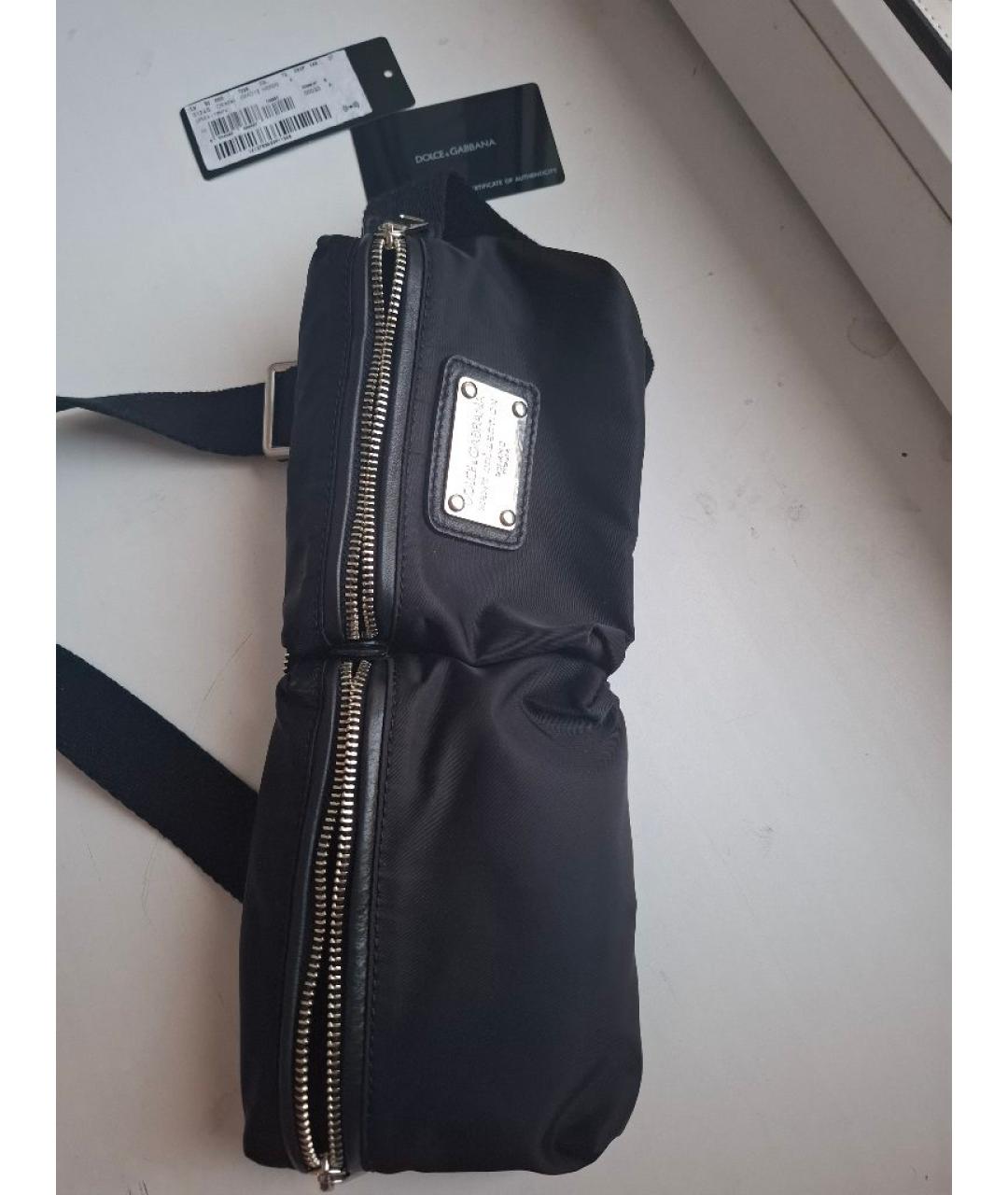 DOLCE&GABBANA Черная кожаная поясная сумка, фото 2