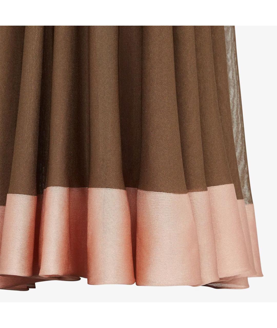 FENDI Коричневое вискозное повседневное платье, фото 3